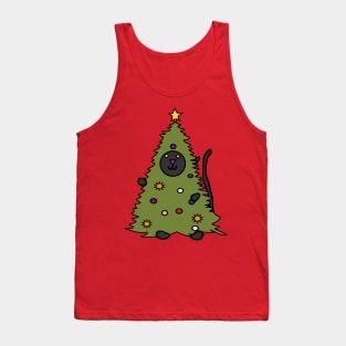 Funny Christmas Tree Kitty Cat Tank Top